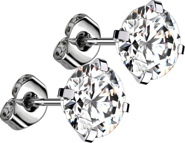 Produktbild Star Piercing Ohrstecker mit rundem Kristall silber (Titan G23, ohne Messing)