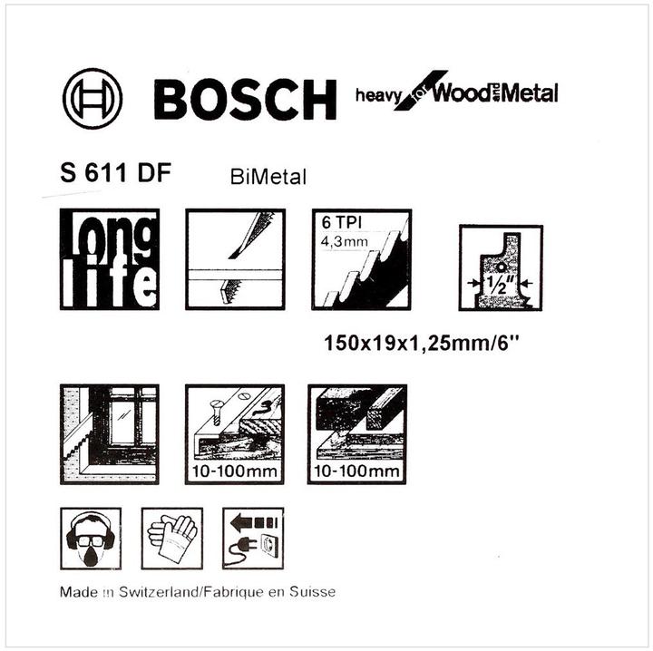 Immagine prodotto Bosch Professional Zubehör PRO Demolizione finestre S611DF foglio, 1,25 x 19 x 150 mm, 5 pezzi.