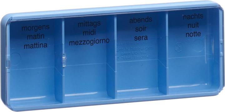 Image du produit Supair Boîte à comprimés grande 1 jour 4 compartiments allemand/français/italien bleu