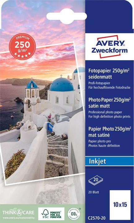 Image du produit Avery Papier photo jet d'encre premium (250 g/m², 10 x 15 cm, 20 x)