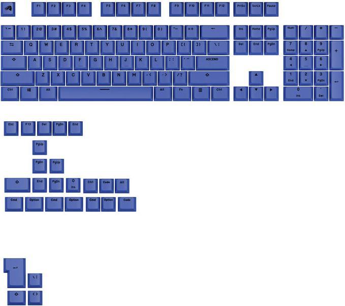 Glorious GPBT Basics Keycaps, ANSI Layout (US), PBT, Dye-Sub - Mana Blue