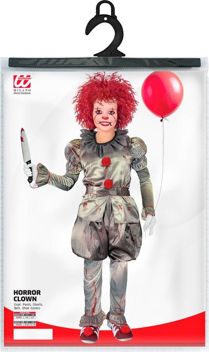 Produktbild Widmann Killer Clown Hemd, Hose, Shorts, Gürtel, Überschuhe Kinderkostüm (140)