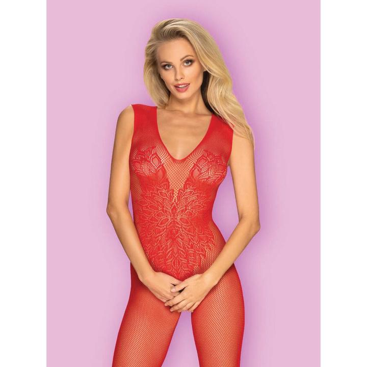 Actual product image Obsessive Bodysuit Ouvert in Mesh with Floral Pattern (S, M, L)