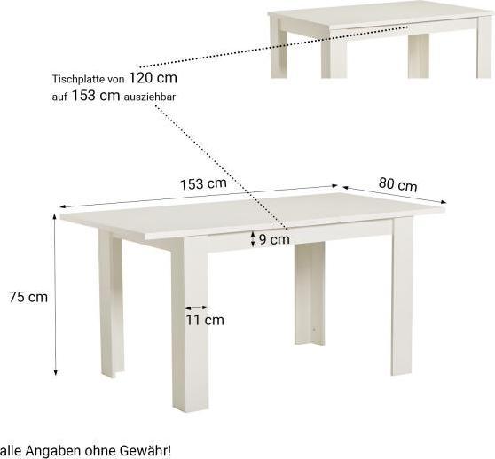 Actual product image Homestyle4u Extendable dining table (120 x 80 x 75 cm)
