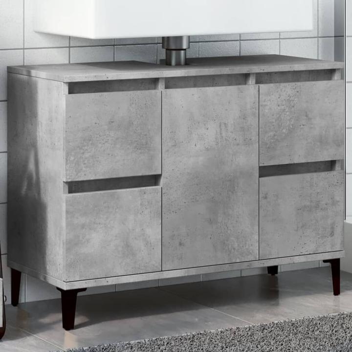 Actual product image VidaXL Waschbeckenunterschrank Unterschrank Badschrank Betongrau Holzwerkstoff (80 x 33 x 60 cm)