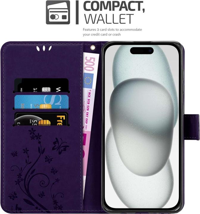 Produktbild Cadorabo Hülle für Apple iPhone 15 mit Blumen Muster (Apple iPhone 15)