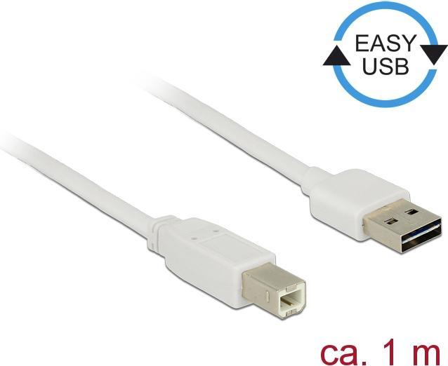 Actual product image Delock USB2.0 cable Easy A-B: 1m, white (1 m, USB 2.0)