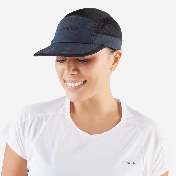 Image du produit Kiprun Casquette running homme femme - 5 panneaux noir carbon gris