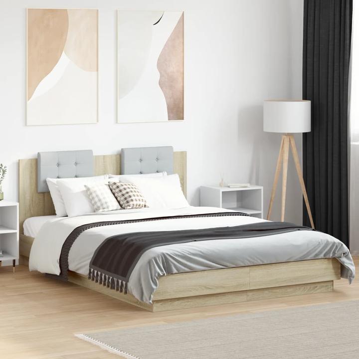 Produktbild VidaXL Bettgestell mit Kopfteil Sonoma-Eiche (150 x 200 cm)