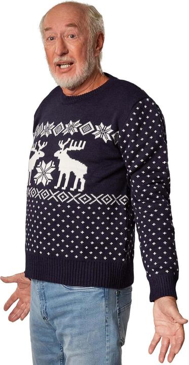 Produktbild tectake Weihnachtspullover Schneegestöber blau-weiss (L)