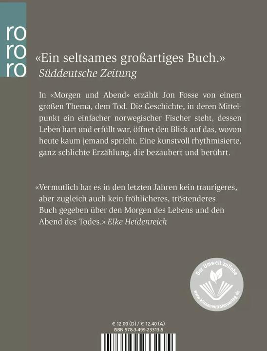 Image du produit Morgen und Abend (Allemand, Jon Fosse, 2003)