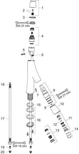 Produktbild hansgrohe AXOR Starck Organic 2-Griff-Waschtischmischer 240, ohne Zugstange, für Waschschüsseln