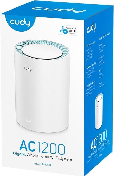 Produktbild Cudy M1300 1-PACK mesh wi-fi system Dual-band ( / ) Wi-Fi 5 (802.11ac) White Internal