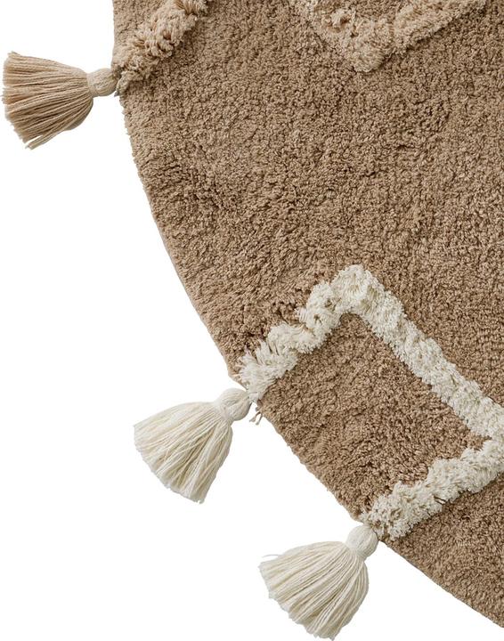 Immagine prodotto Vertbaudet Tappeto rotondo per la camera dei bambini con pompon, stile berbero (110 x 110 cm)