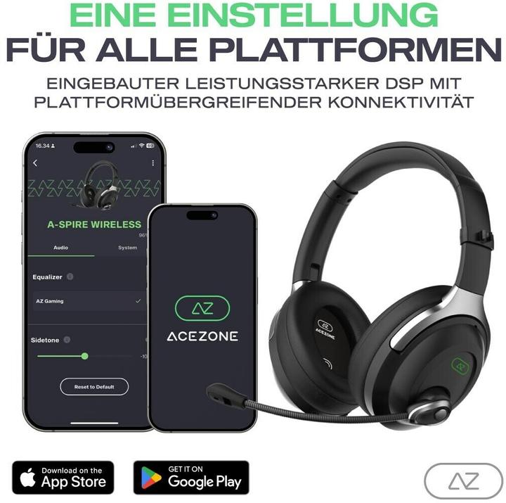 Produktbild AceZone A-Spire kabelloses Gaming-Headset schwarz (Kabellos, Kabelgebunden)