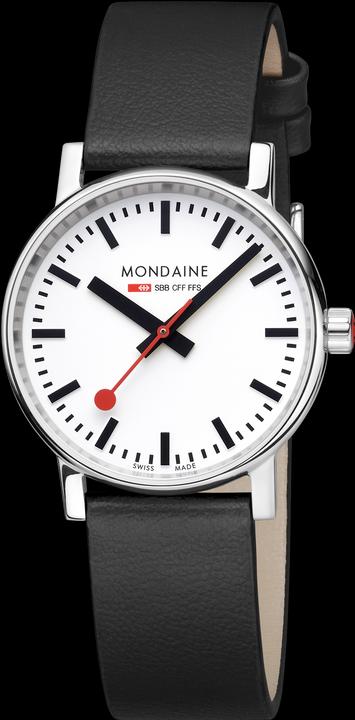 Image du produit Mondaine MSE.35110.LB Evo II Dames Horloge - Stationsklok - Saffierglas - Roestvrijstaal/Leer - Wit/Zilver/Zw (Swiss Made, 35 mm)