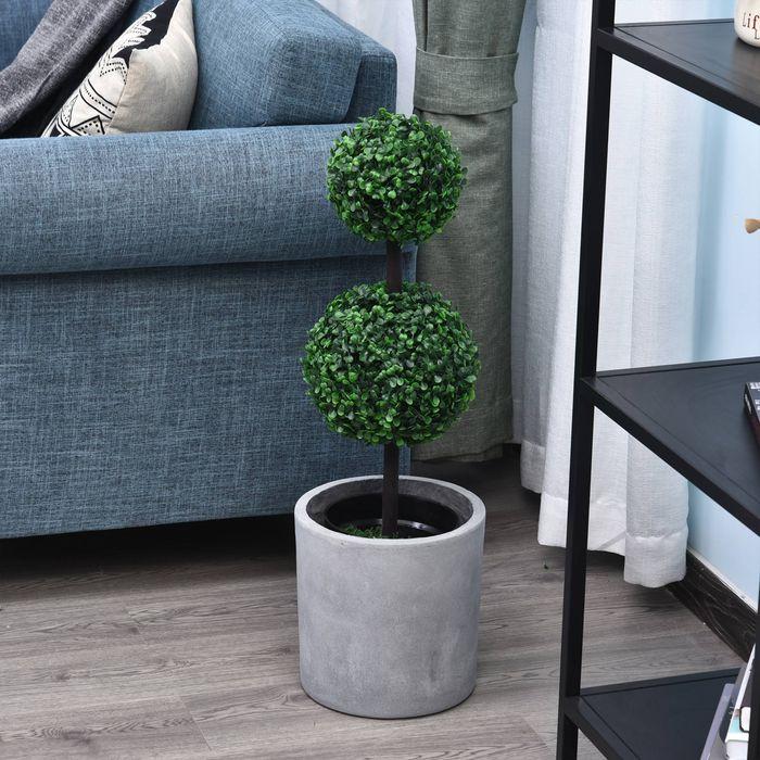Image du produit Swisshandel24 künstliche Pflanzen 2er Set gross 67 cm Kunstpflanze mit 2 Kugel für Wohnzimmer (67 cm)