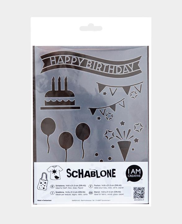 Produktbild I Am Creative Schablone Happy Birthday, A5