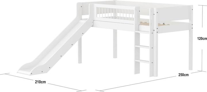 Immagine prodotto Flexa Letto semi-alto bianco con montanti a scala dritta e scivolo (90 x 200 cm)