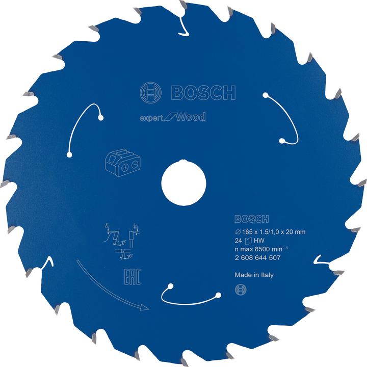 Bosch Professional Zubehör Akku-Kreissägeblatt Expert for Wood, 165 x 1,5/1 x 20, 24 Zähne