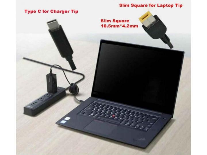 Produktbild PowerGuard USB-C auf Lenovo Square Thinkpad Kabel mit rechteckigem Flachstecker (10.5 x 4.2mm) 1.5m (USB 3.2 Gen 1)