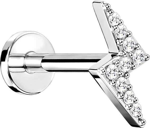 Produktbild Star Piercing Micro Labret Innengewinde silber Blitz mit Kristall (Chirurgenstahl 316L, Messing)