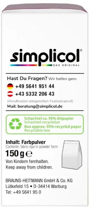 Actual product image Simplicol Textilfarbe expert (Blackberry Red, 150 ml)