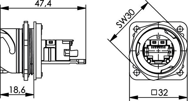 Actual product image Telegärtner STX V1 flange set