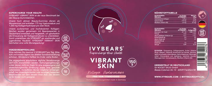 Nährwerte und Zutaten IVYBears Vibrant Skin (2 Stück, Gummies, 300 g)