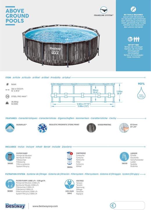 Actual product image Bestway Steel Pro Max (Ø 366 x 100 cm)
