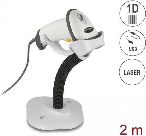 Produktbild Delock USB Barcode Scanner 1D mit Anschlusskabel und Halterung (1D-Barcodes)