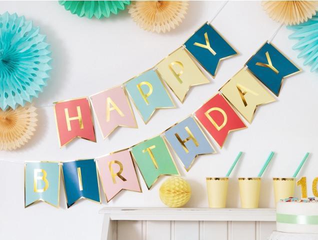 Actual product image Partydeco Letter chain Happy Birthday colourful