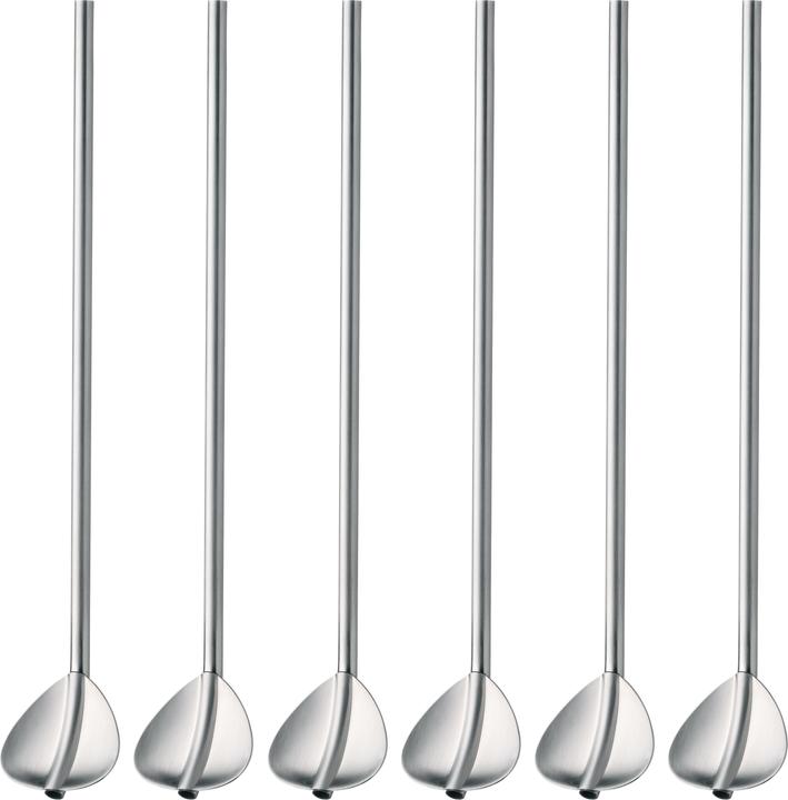 WMF Cocktaillöffel Set Strohhalm Löffel 6tlg Löffel mit Strohhalm Edelstahl poliert (Barlöffel + Cocktailrührer)