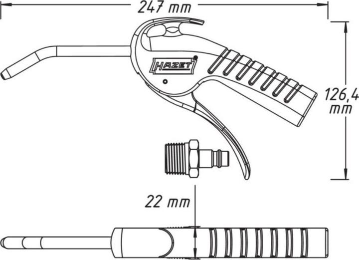 Produktbild HAZET Ausblaspistole ∙ 100 mm 9040P-1