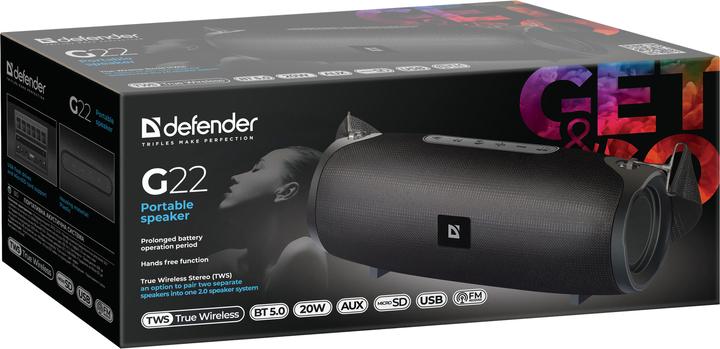 Produktbild Defender Lautsprecher G22 schwarz (65122) (6 h, Netzbetrieb)