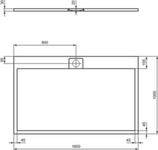Produktbild Ideal Standard Ultra Flat S i.life Rechteck-Brausewanne, 1600x1000x30mm, T5232