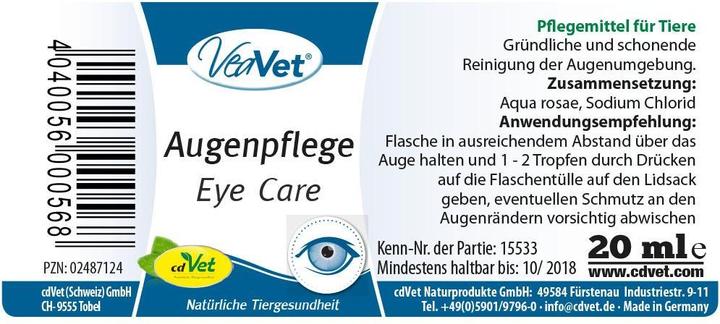 Image du produit cdVet Soin des yeux VeaVet (Chat, Chien, 20 ml)