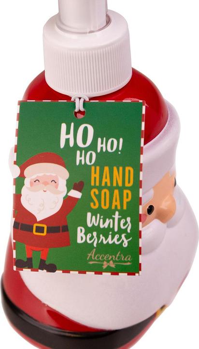 Immagine prodotto Accentra Dispenser per sapone liquido SANTA con design di Babbo Natale, fragranza: Bacche d'Inverno (Sapone liquido, 350 ml)