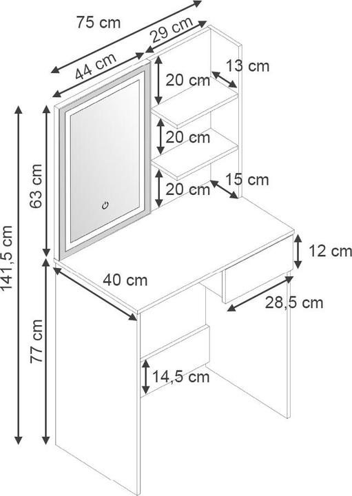Actual product image Vicco Decorations with lighting (75 x 40 x 141 cm)