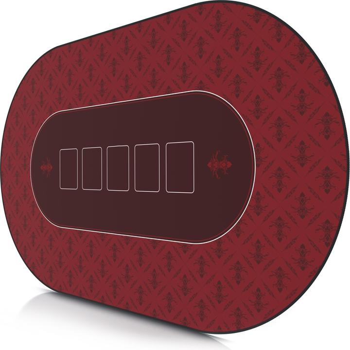 CSL Pokermatte, grosse Schreibtischunterlage 1000x600mm, ovale Pokertischauflage für Kartenspiele, rot