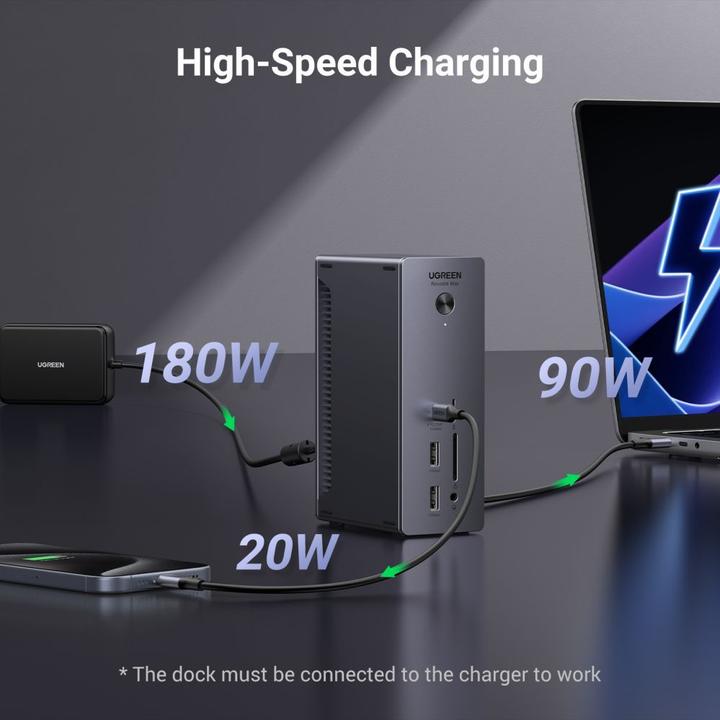 Produktbild Ugreen U710 13in1 Docking Station 2x Thunderbolt 4 / 4x USB-A / DP / RJ45 / SD TF Reader / USB-C / 3 (13 Ports)