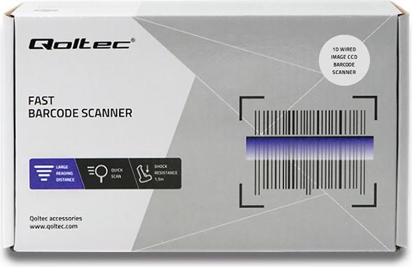 Produktbild Qoltec 50865 Barcode scanner 1D CCD USB Baltas (1D-Barcodes)