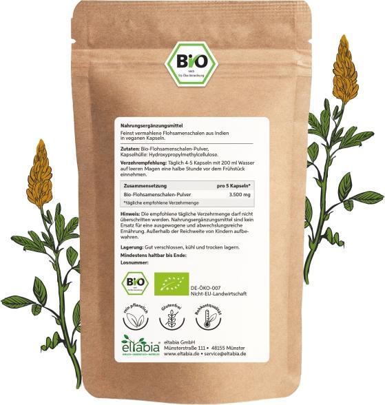 Actual product image Eltabia Organic psyllium husk capsules 200 (200 Piece, Capsules)
