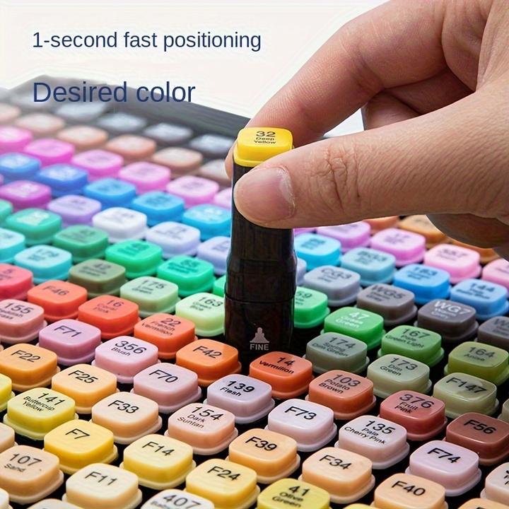 Image du produit PhoneLook Ensemble de stylos permanents à double tête pour marquage et coloriage (80 couleurs) (Noir)
