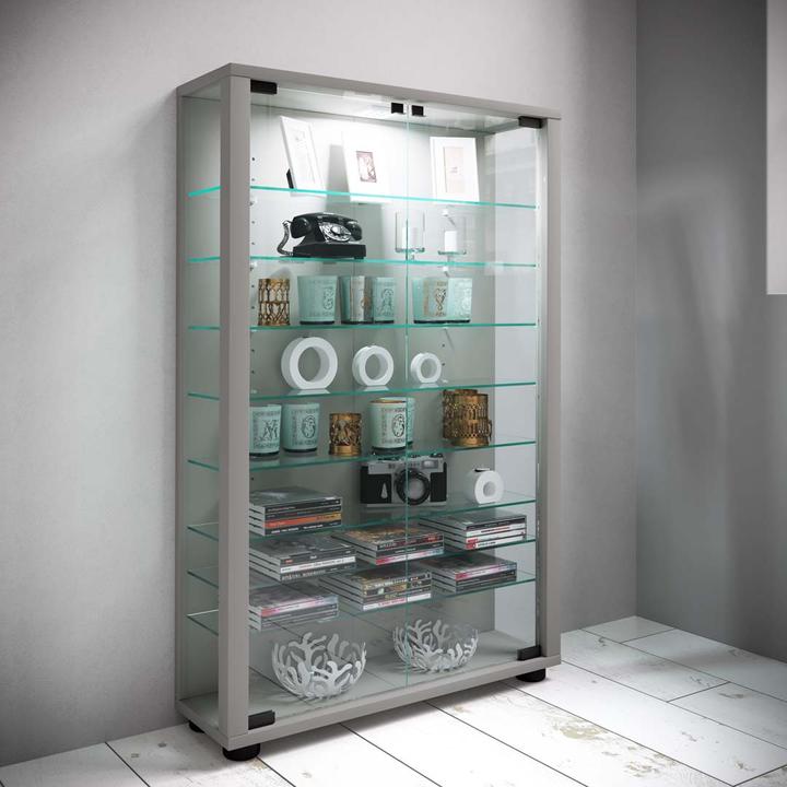 Image du produit VCM Stand de collection Vitrine bois verre Lumo Mini (59 x 18 x 90 cm)
