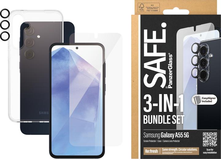 Actual product image Safe Edge to Edge Glass + Case (1 Piece, Samsung Galaxy A55)