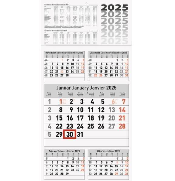 Produktbild Fünfmonatskalender (30 x 45 cm, Harter Einband, Englisch, Deutsch, Französisch)
