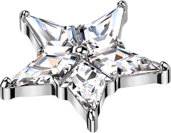 Actual product image Star Piercing Dermal anchor star silver crystals silver (Titanium G23, without brass)