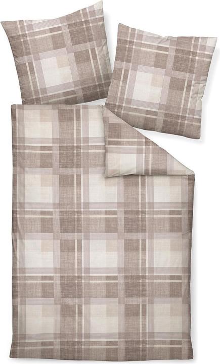 Image du produit Janine Drap de lit en lin fin Davos 65159 nature mauve (Set de linge de lit, 160x210 cm + 65x100 cm)
