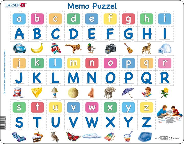 Productafbeelding Selecta Spielzeug Larsen Memo Puzzle Lesen lernen - Das Alphabet mit Bildern (52 onderdelen)